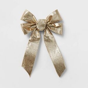 Wondershop Christmas Set of 12 Coquette Gold Glitter Bows